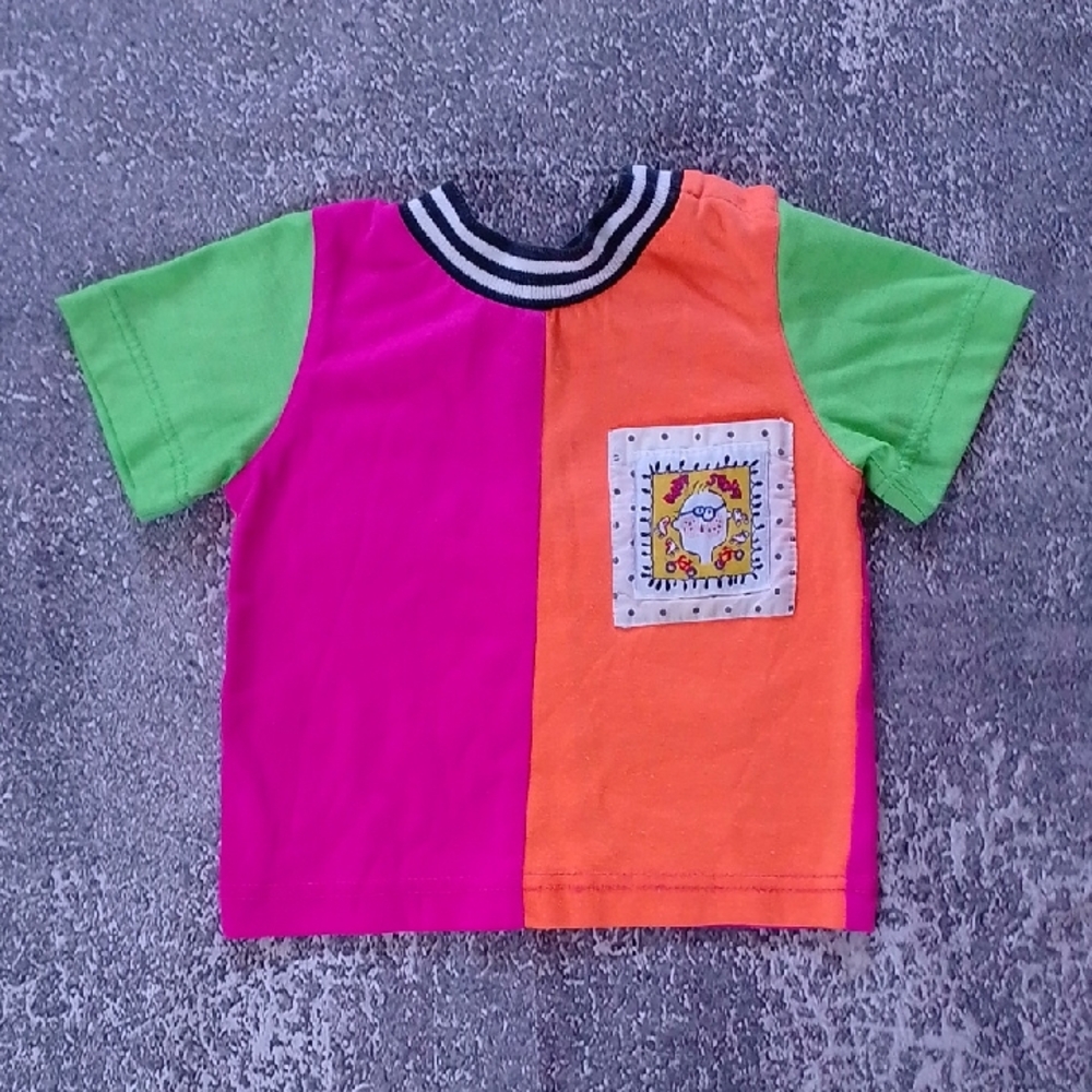 VINTAGE 90s KIDS BABY SPORT COLOUR BLOCK T-SHIRT